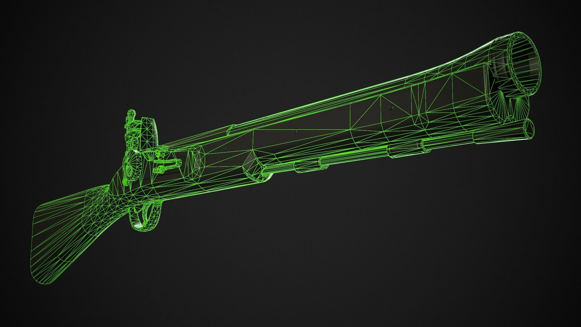 Flintlock Blunderbuss 01 Classic Low-poly 3D model_11