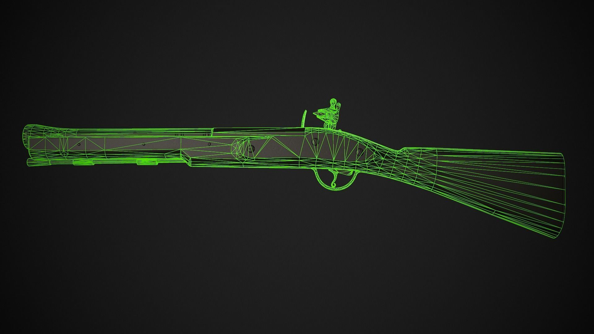Flintlock Blunderbuss 01 Classic Low-poly 3D model_14