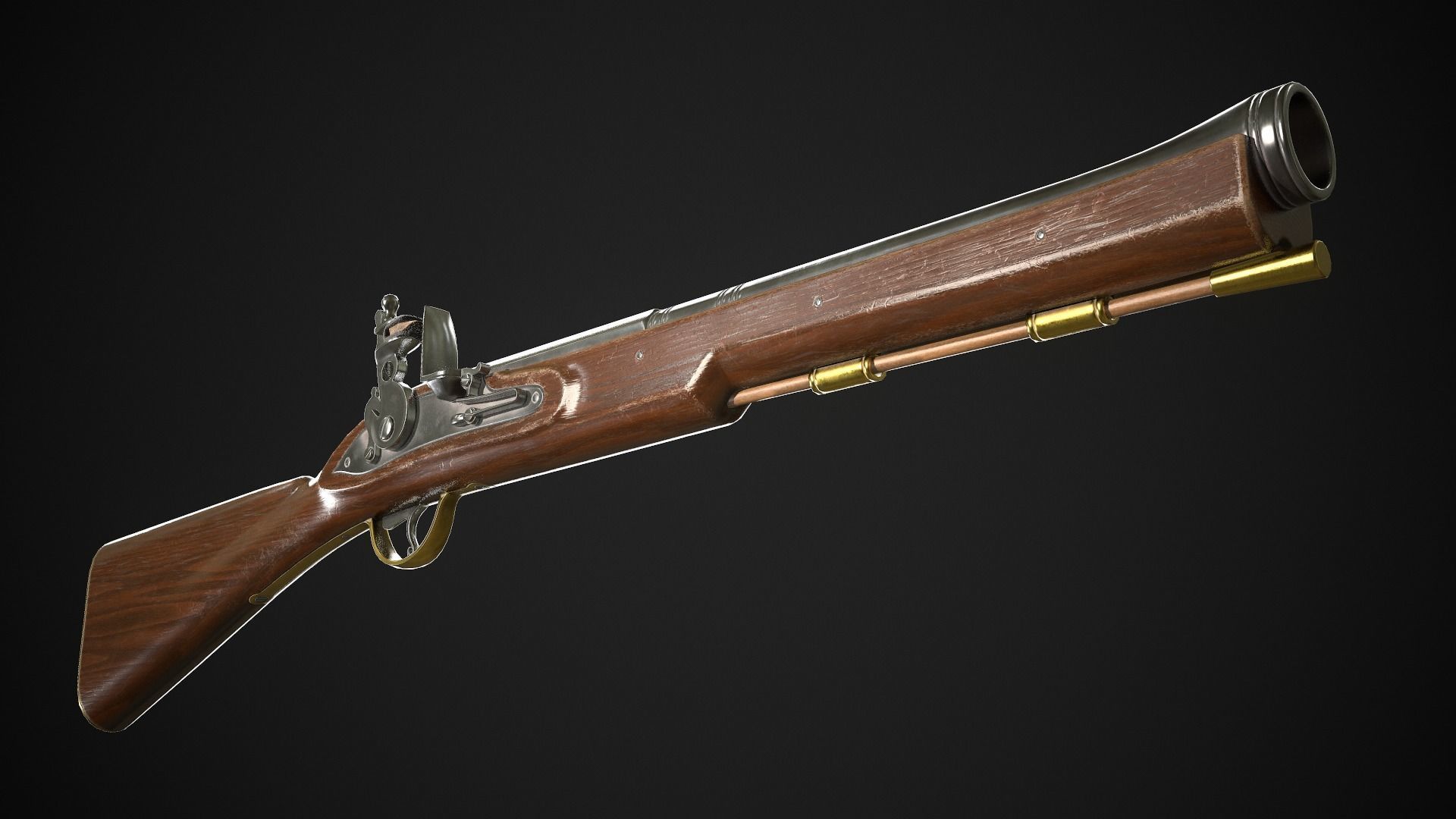 Flintlock Blunderbuss 01 Classic Low-poly 3D model_5