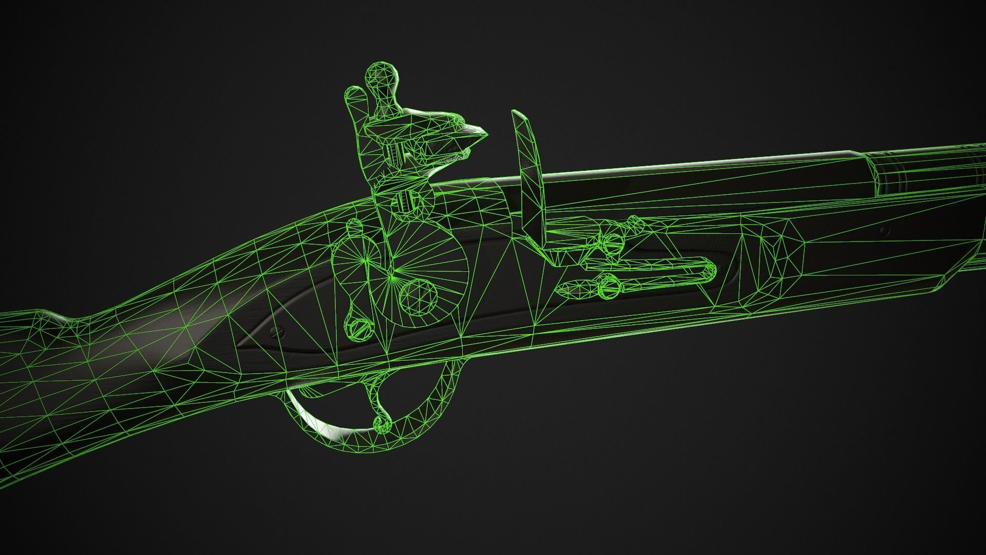 Flintlock Blunderbuss 01 Classic Low-poly 3D model_12