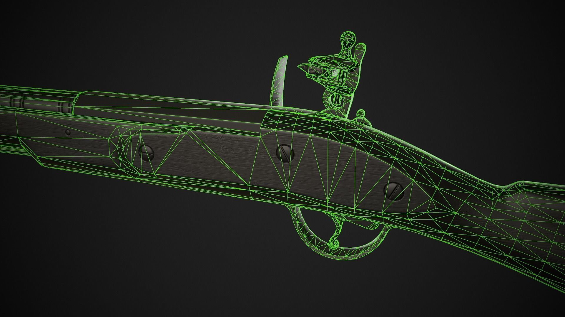 Flintlock Blunderbuss 01 Classic Low-poly 3D model_13