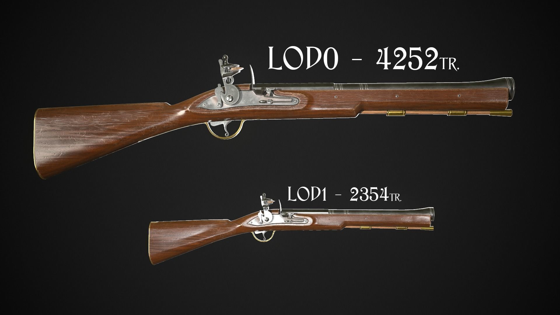 Flintlock Blunderbuss 01 Classic Low-poly 3D model_1