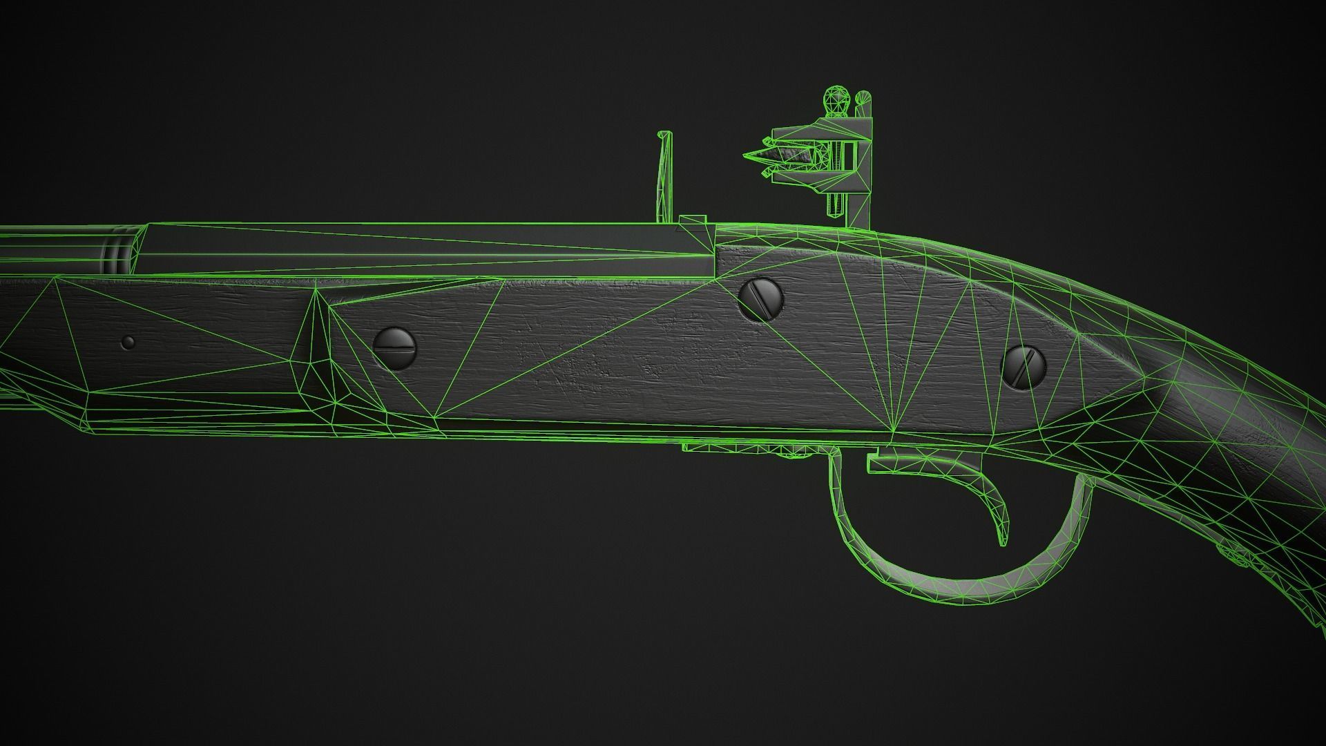 Flintlock Pistol 01 Classic Low-poly 3D model_12
