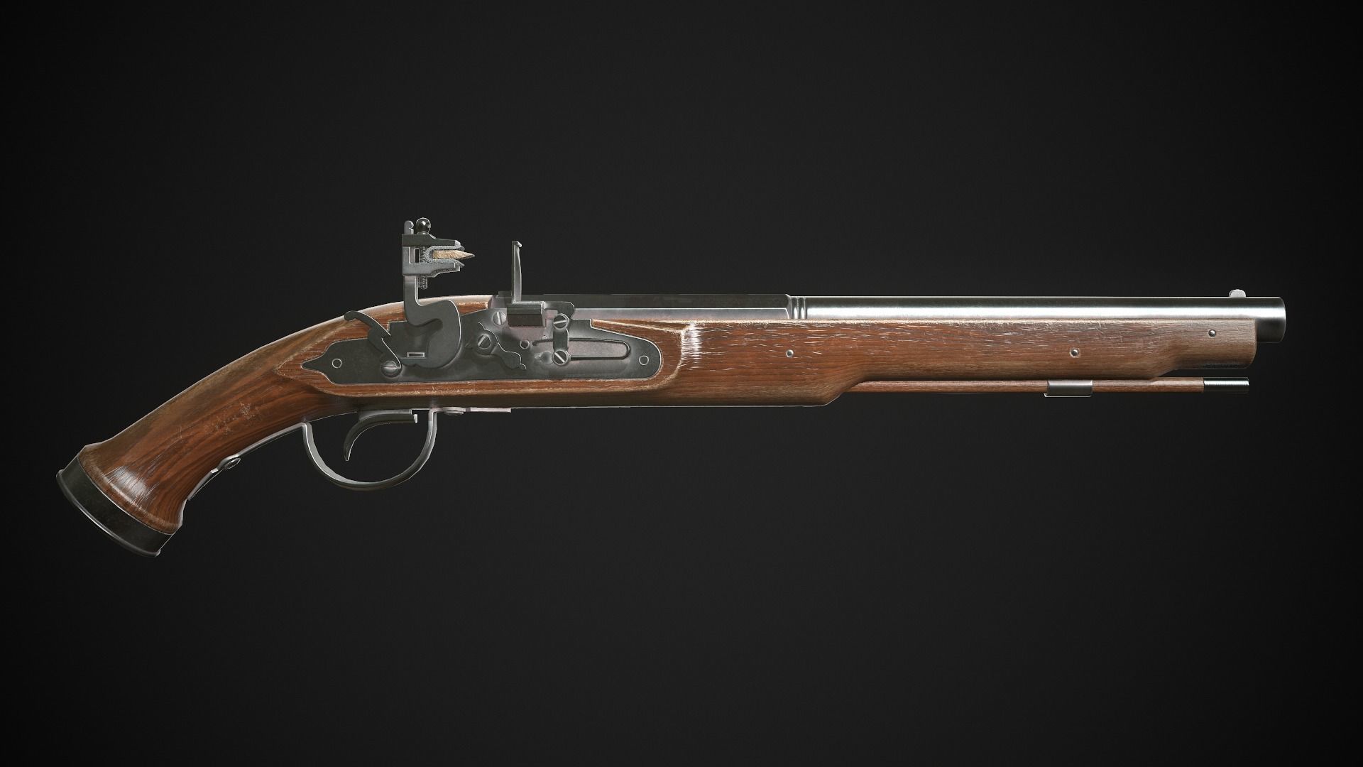 Flintlock Pistol 01 Classic Low-poly 3D model_2