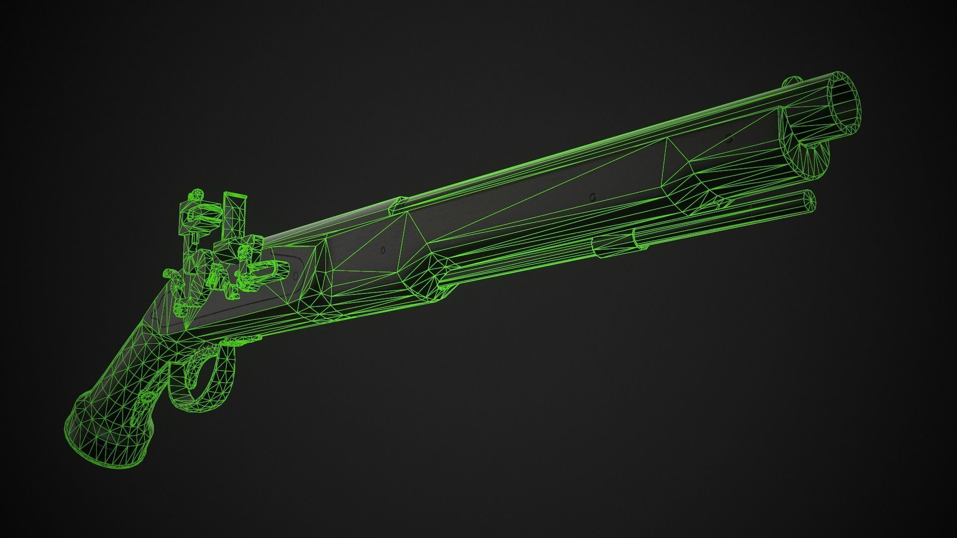Flintlock Pistol 01 Classic Low-poly 3D model_14