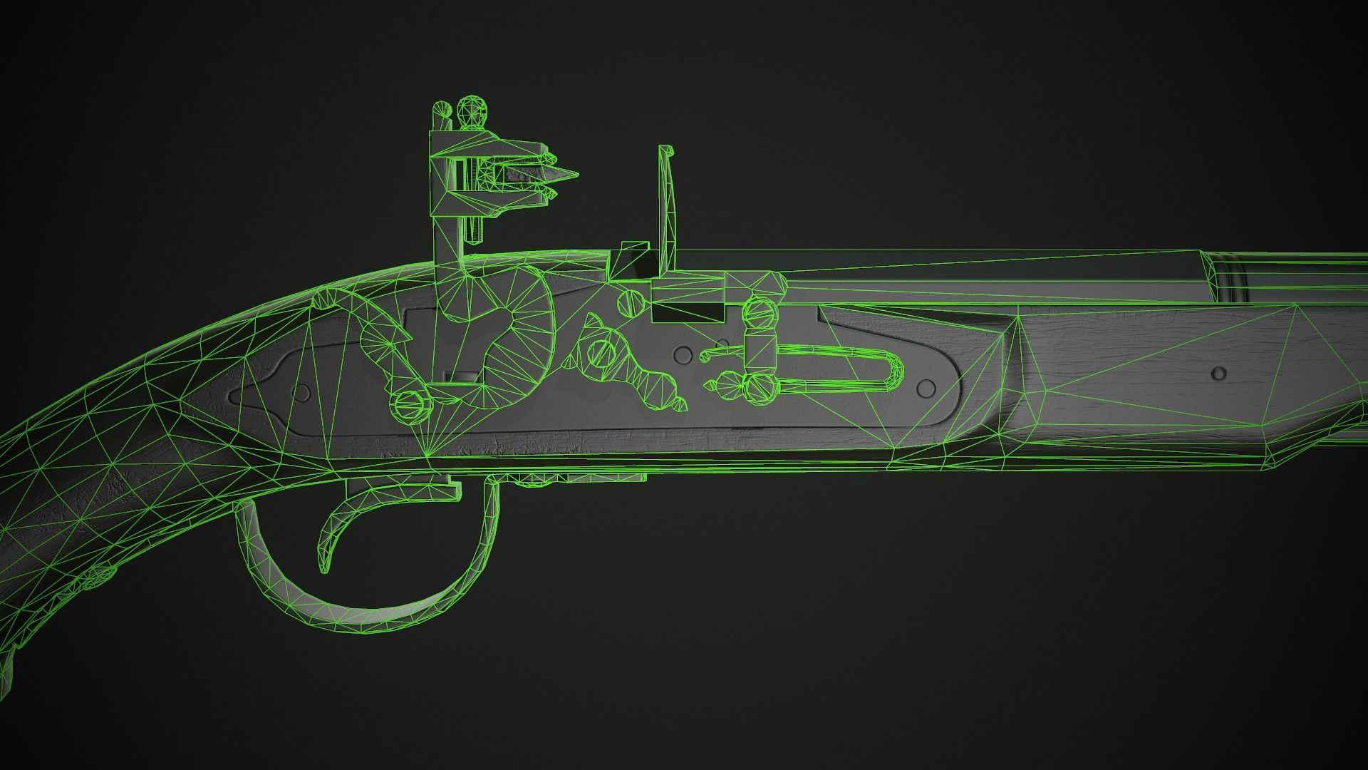 Flintlock Pistol 01 Classic Low-poly 3D model_11