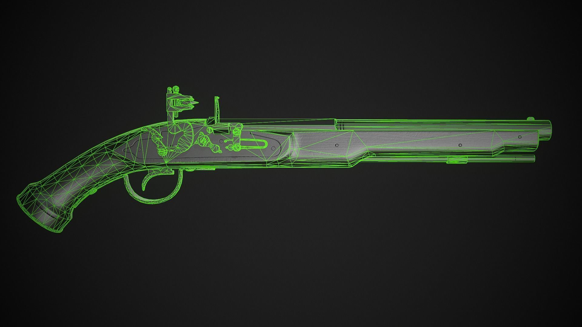 Flintlock Pistol 01 Classic Low-poly 3D model_10