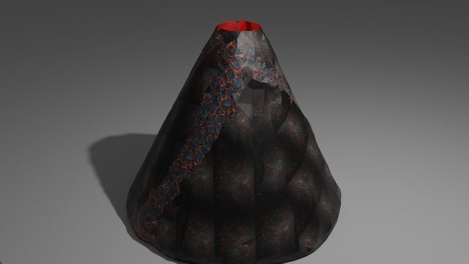 Volcano with texture and light low-poly Low-poly 3D model
