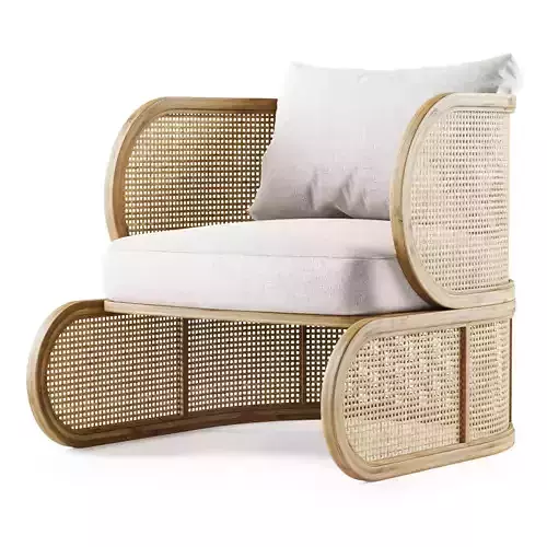 Wooden rattan lounge chair C21 Butterfly 