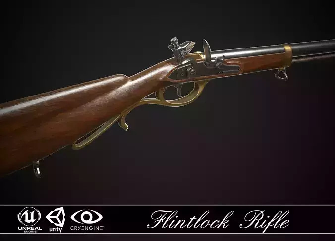 Flintlock Rifle 01 Classic Low-poly 3D model Flintlock Rifle 01 Classic Low-poly 3D model