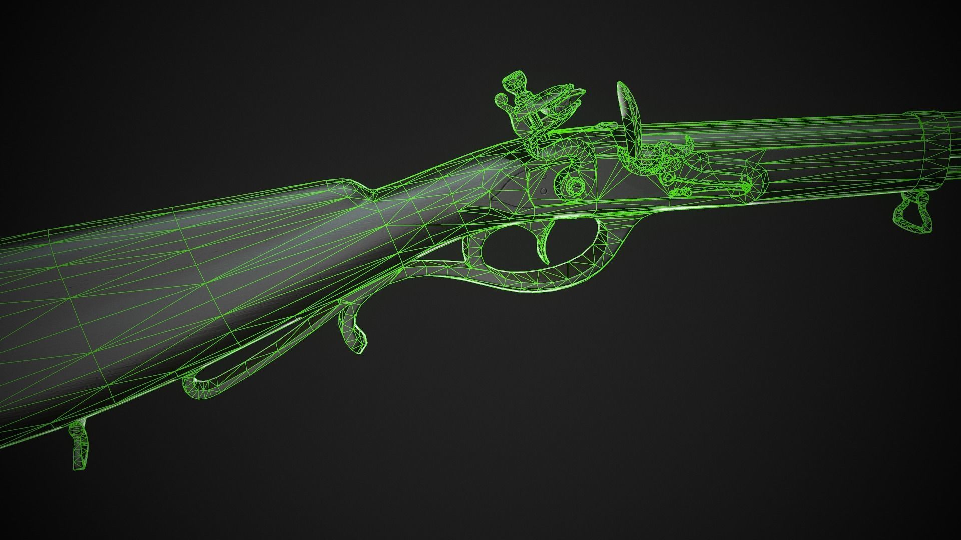 Flintlock Rifle 01 Classic Low-poly 3D model_14