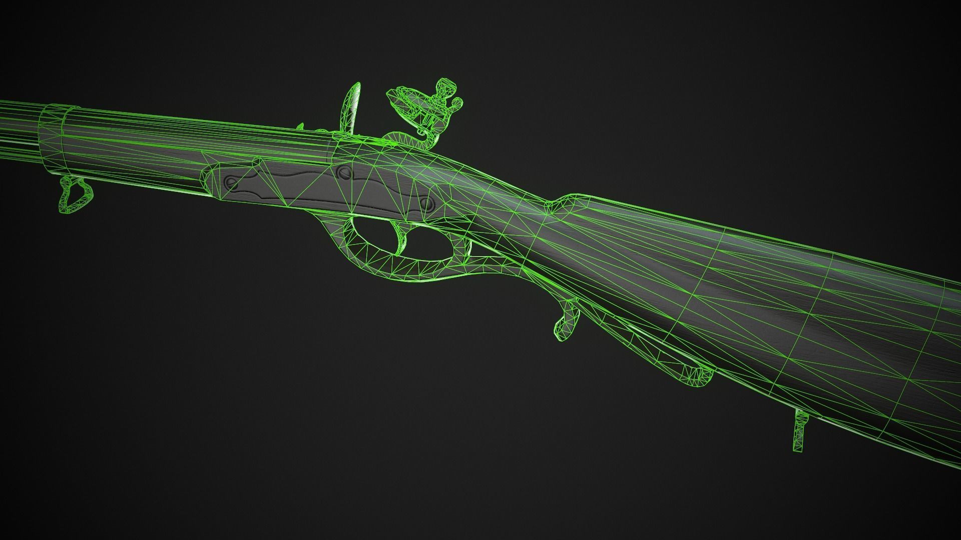 Flintlock Rifle 01 Classic Low-poly 3D model_15