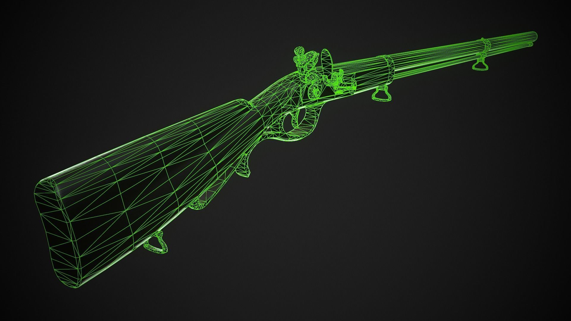 Flintlock Rifle 01 Classic Low-poly 3D model_12