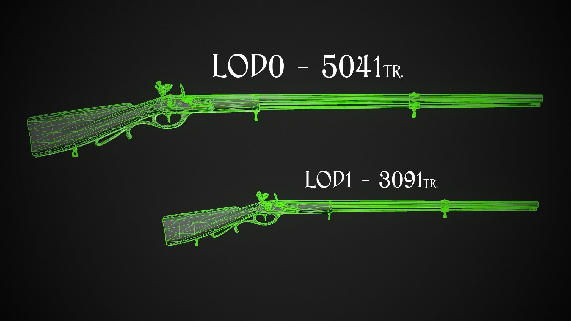 Flintlock Rifle 01 Classic Low-poly 3D model_11