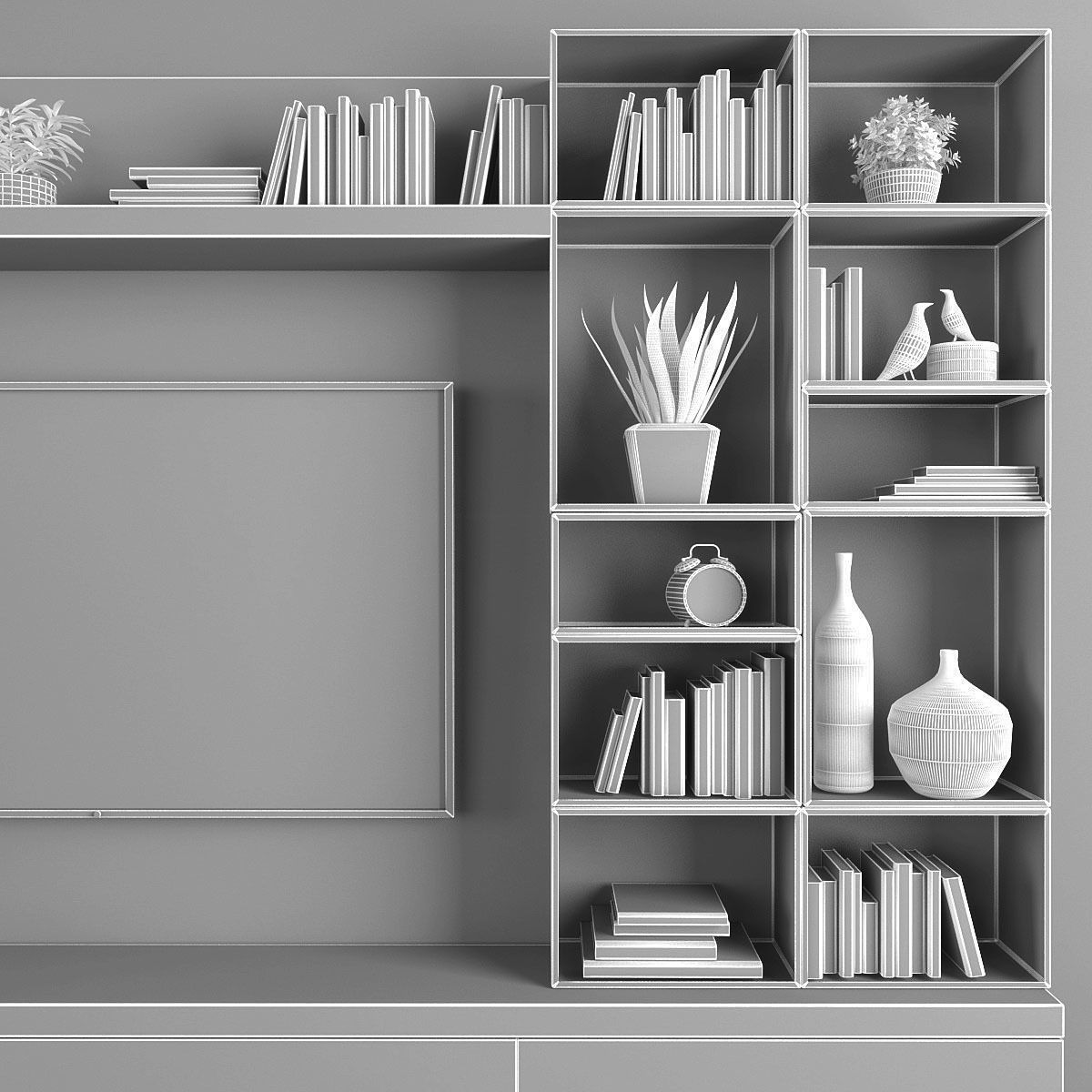 Tv stand Low-poly 3D model_2