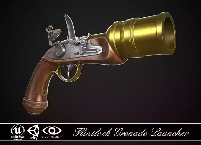 Flintlock Grenade Launcher 01 Classic Low-poly 3D model