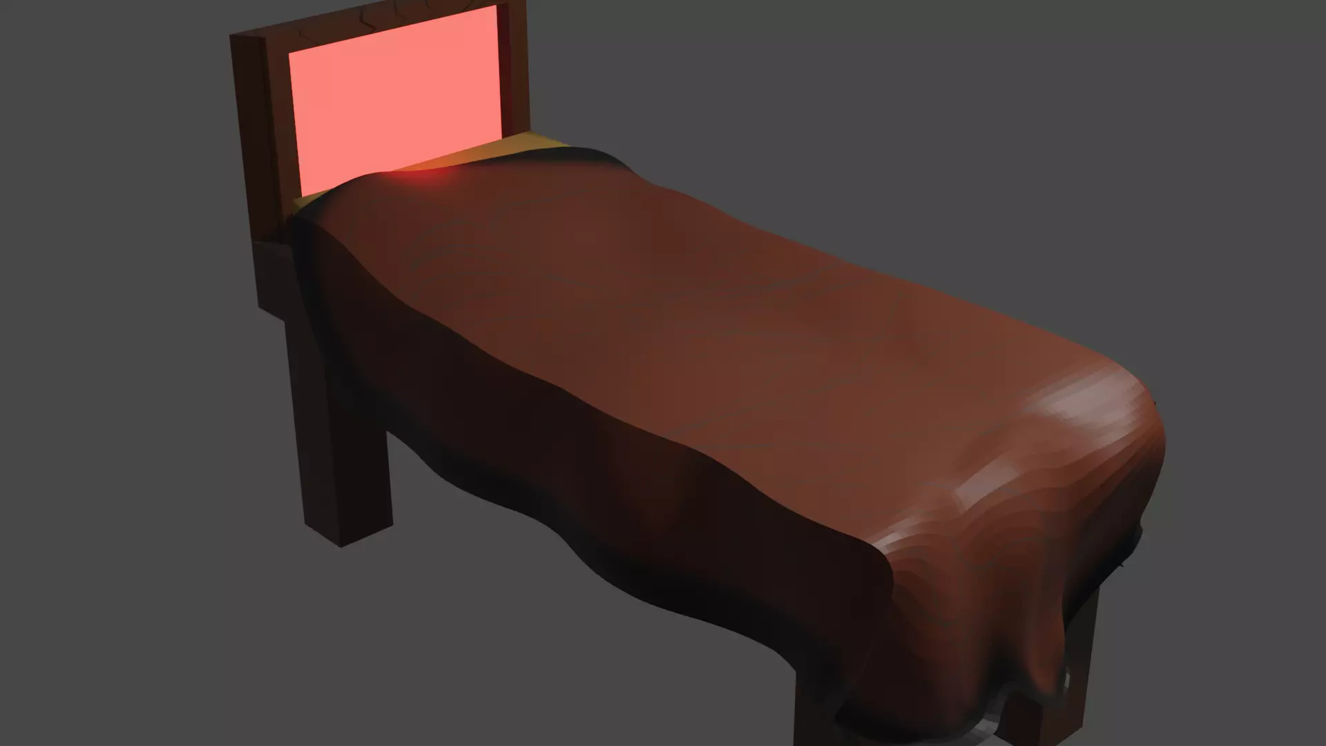 bedlowpoly bed with light Low-poly 3D model_0