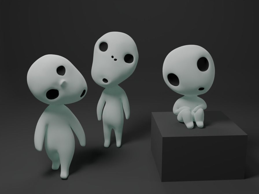 Kodama 1 figurine with eyes 3D print model_3