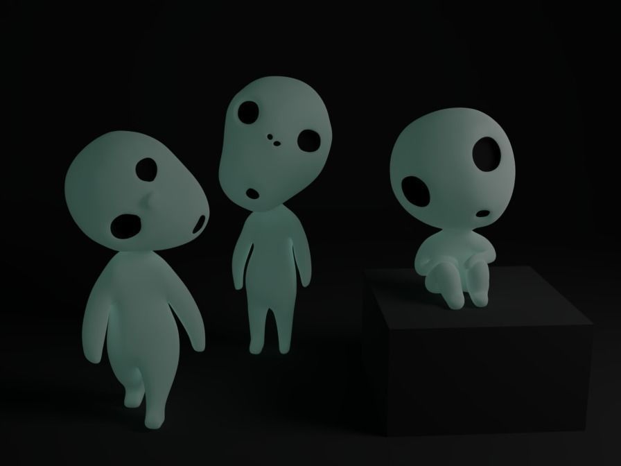 Kodama 3 figurine with eyes 3D print model_4