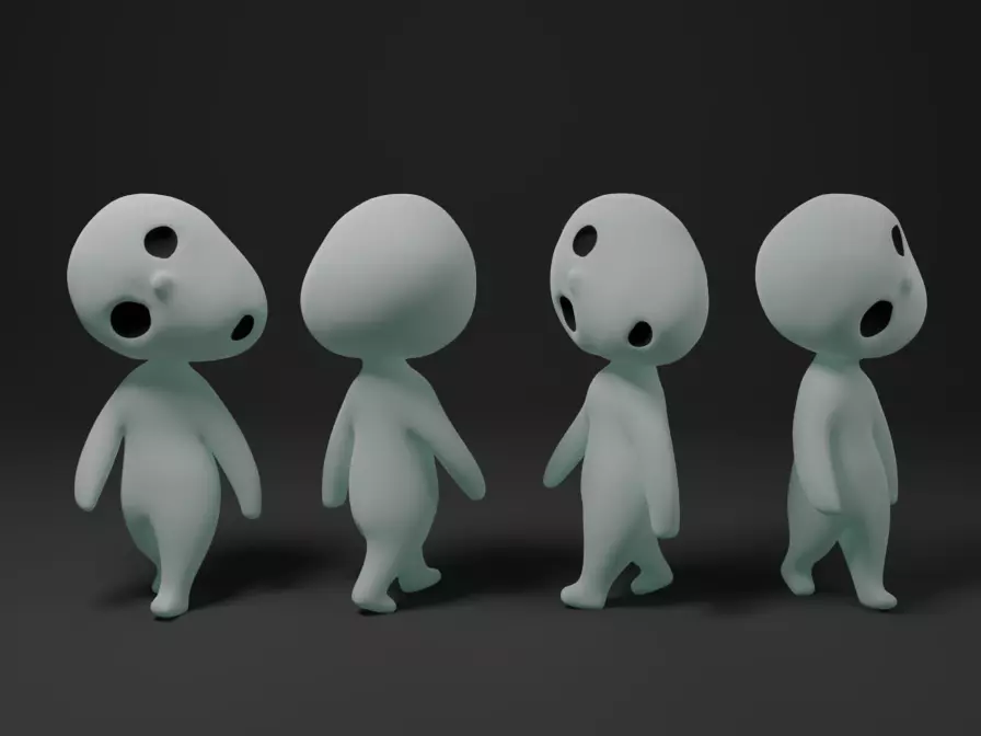 Kodama 3 figurine with eyes 3D print model_0