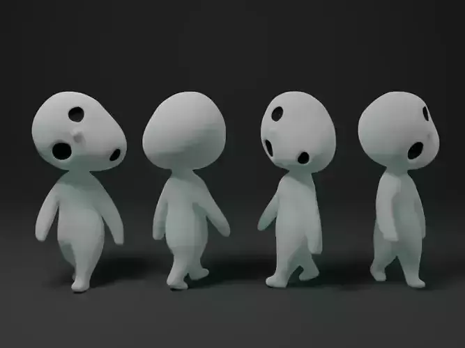 Kodama 3 figurine with eyes 3D print model