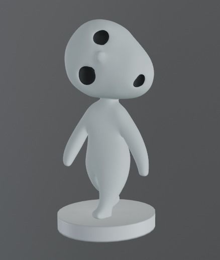 Kodama 3 figurine with eyes 3D print model_1