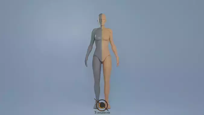 Blender IK and FK Rigged Doll - Female Low-poly 3D model