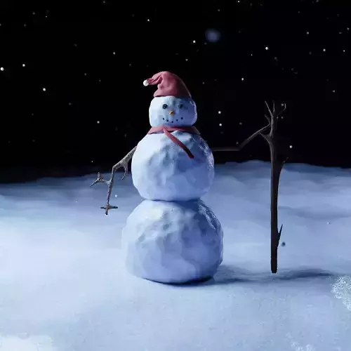 Cute Low-poly snowman 3D model 3D print model