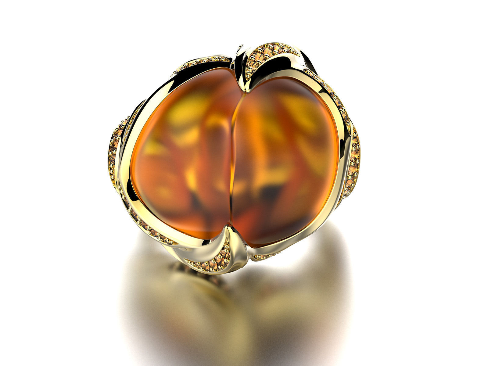 Exclusive fashion ring with fire opal 3D print model_3