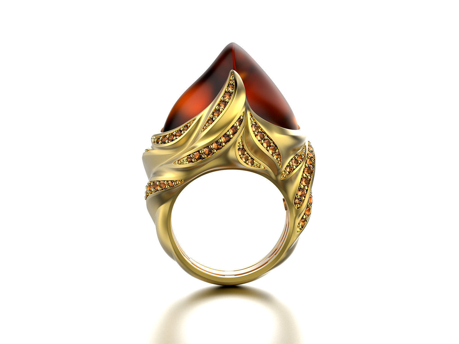 Exclusive fashion ring with fire opal 3D print model_2