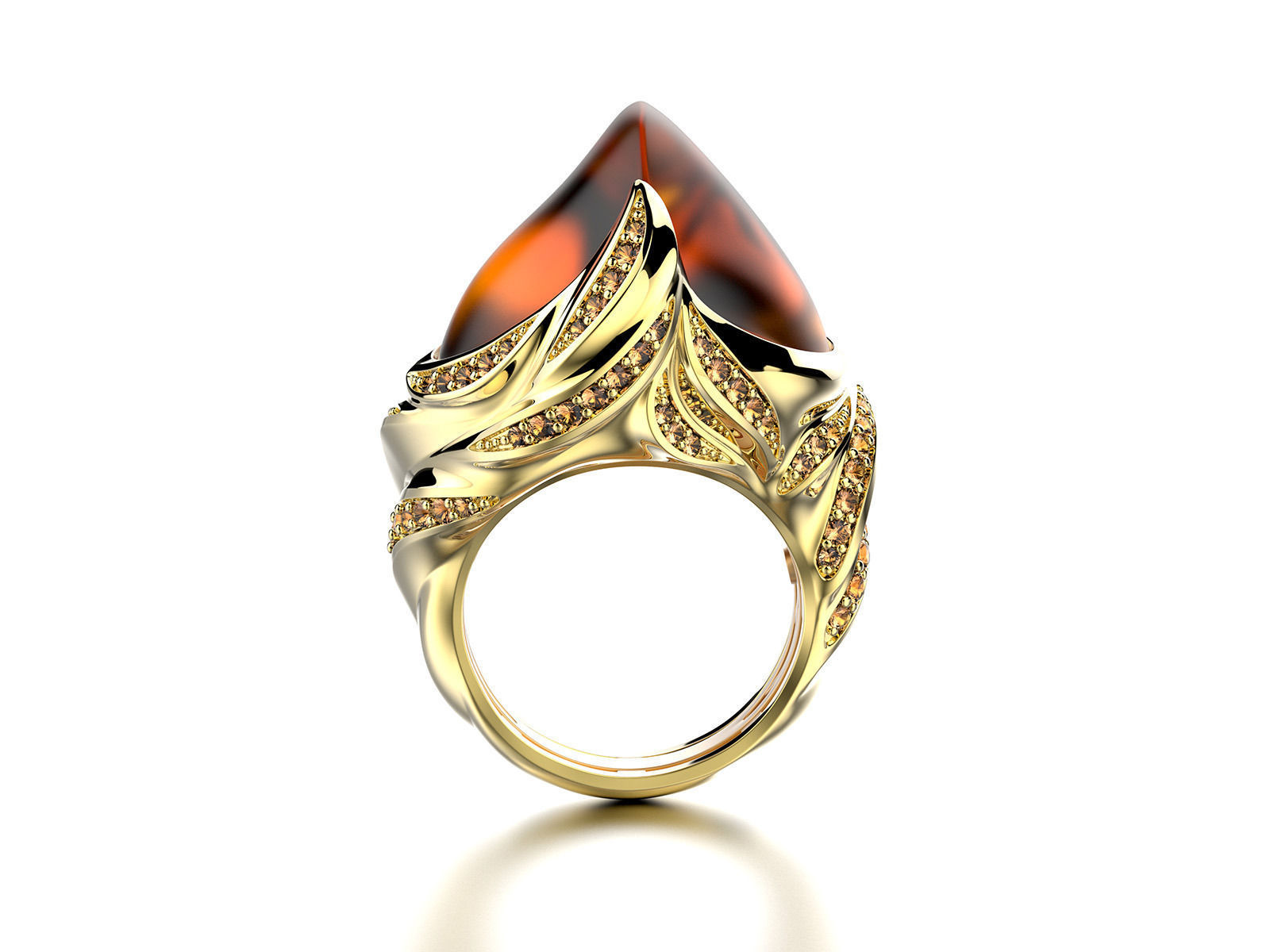 Exclusive fashion ring with fire opal 3D print model_8