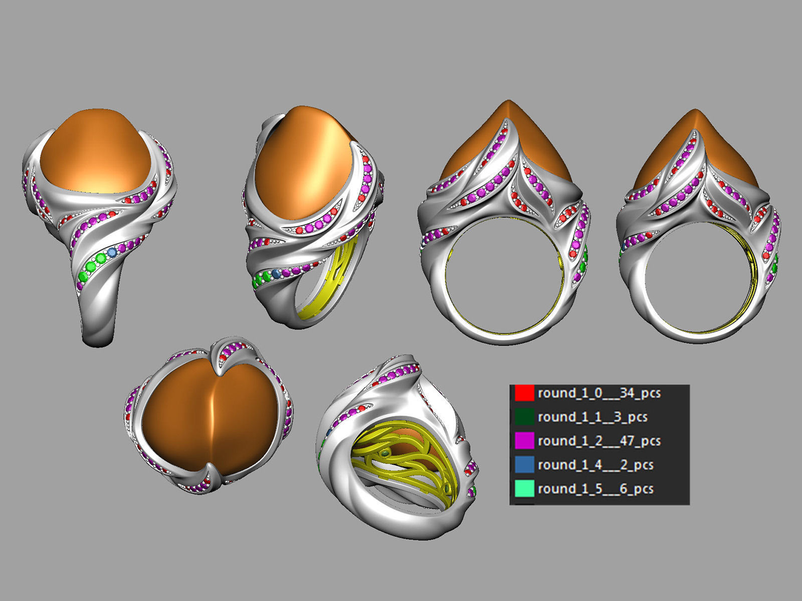 Exclusive fashion ring with fire opal 3D print model_12