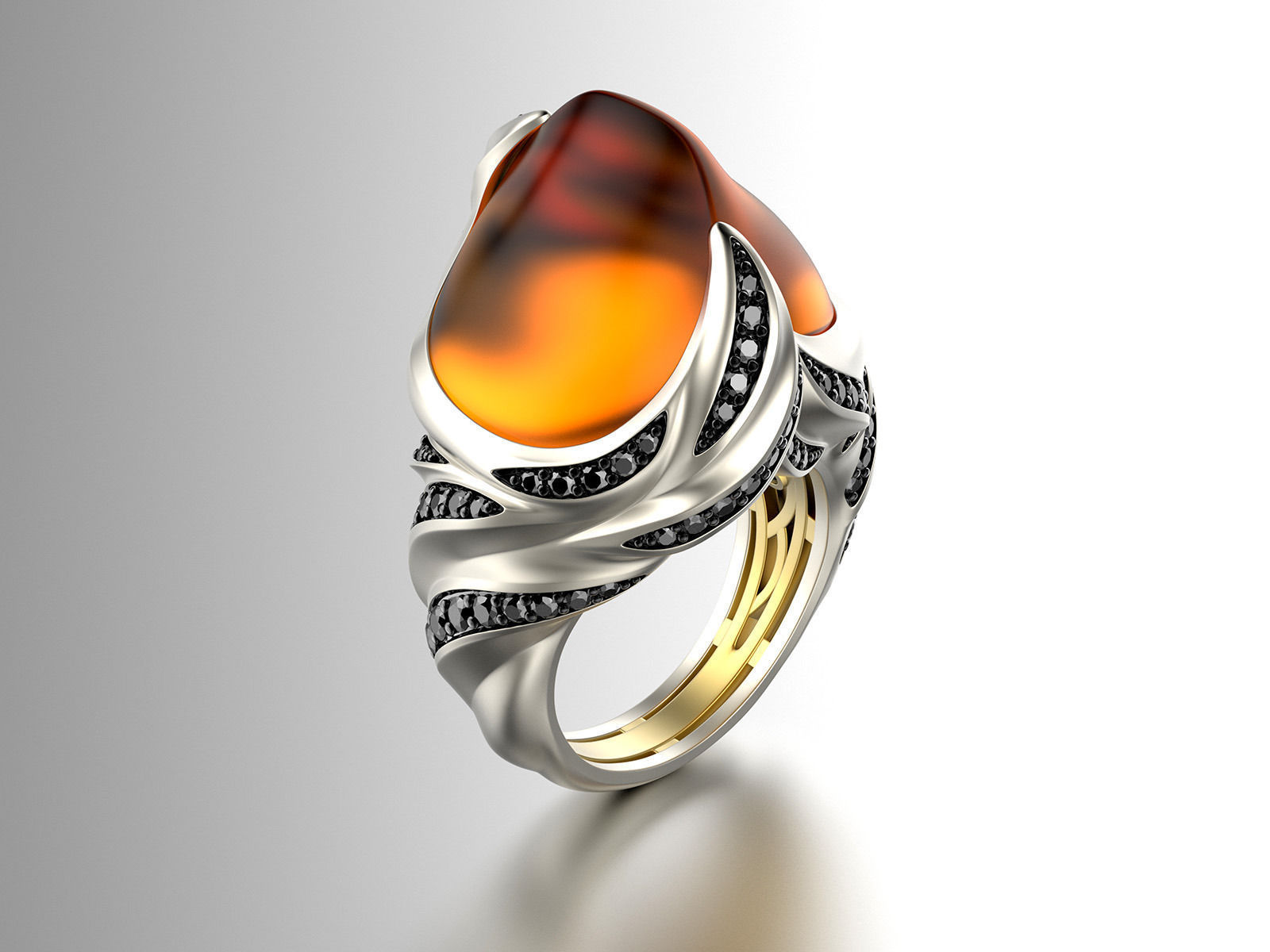 Exclusive fashion ring with fire opal 3D print model_6