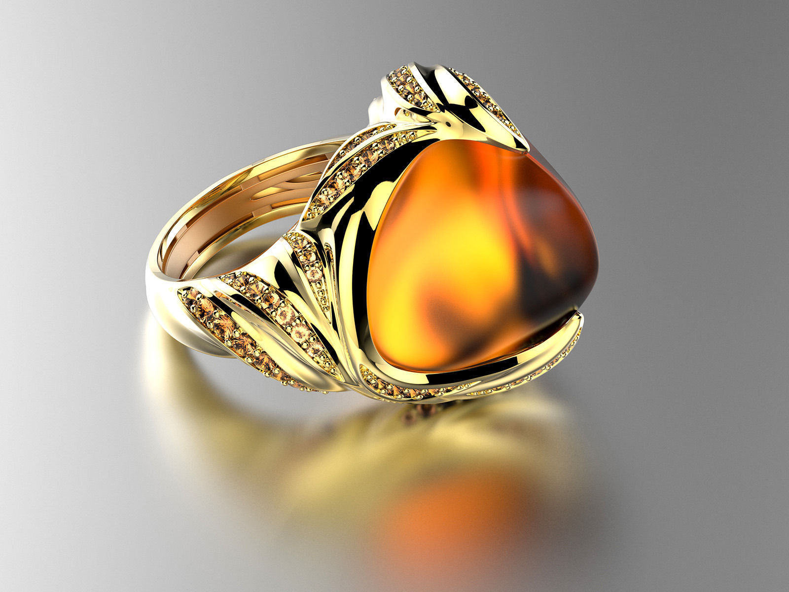 Exclusive fashion ring with fire opal 3D print model_4