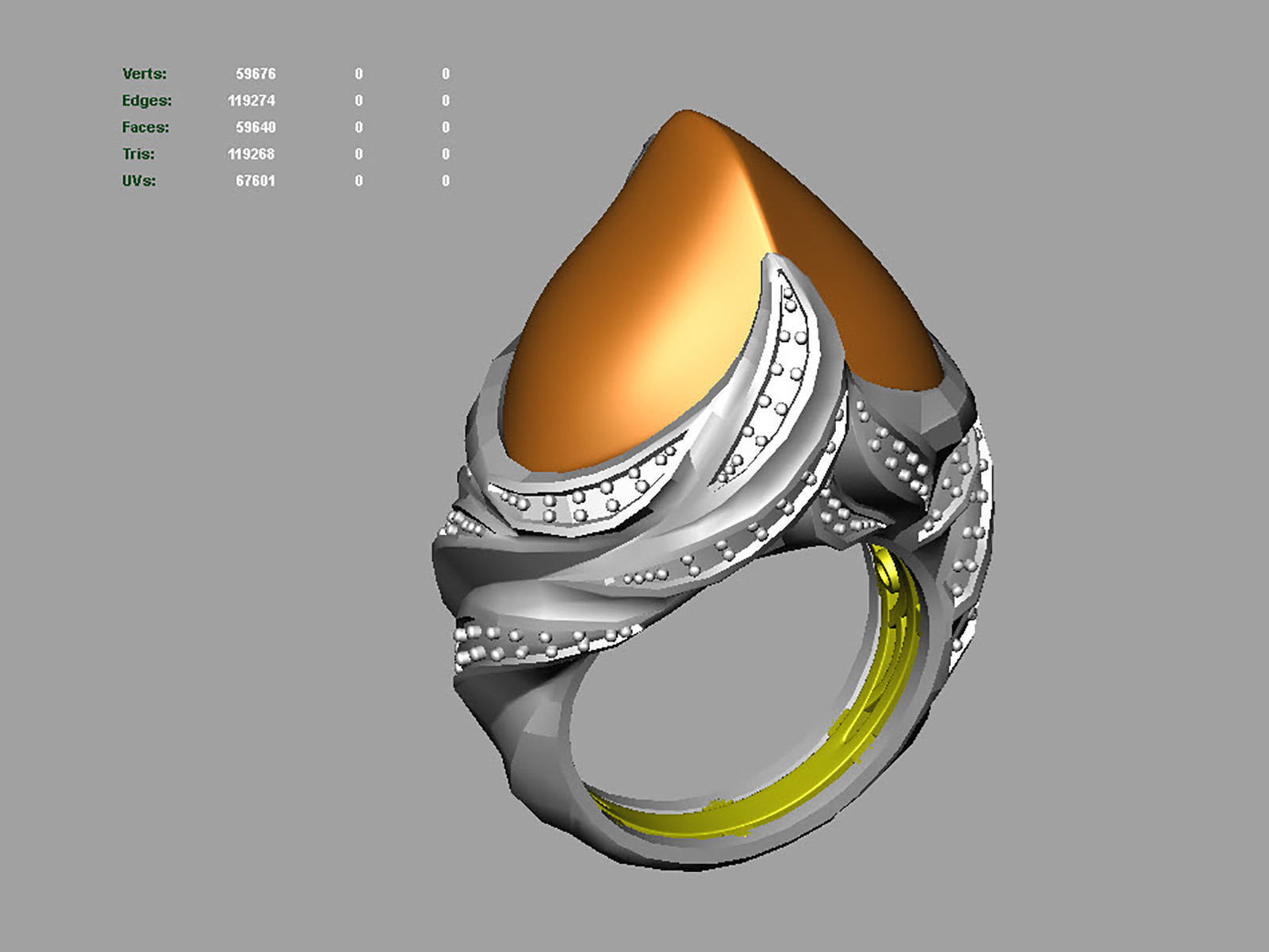 Exclusive fashion ring with fire opal 3D print model_11