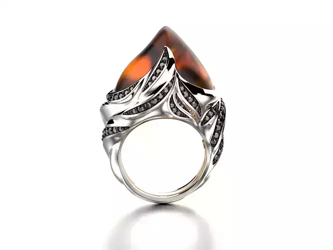 Exclusive fashion ring with fire opal 3D print model