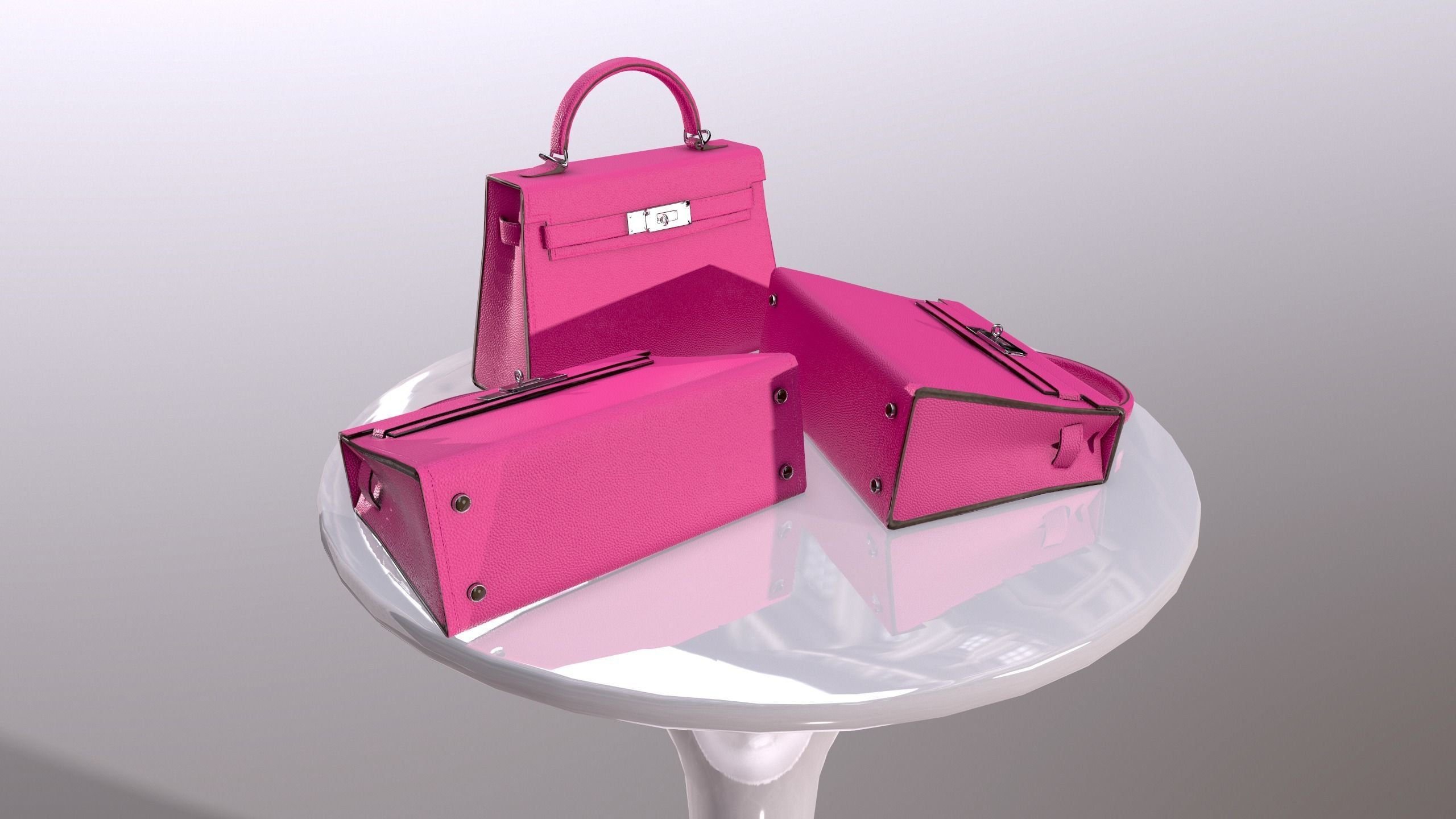Woman Handbag Low-poly 3D model_2