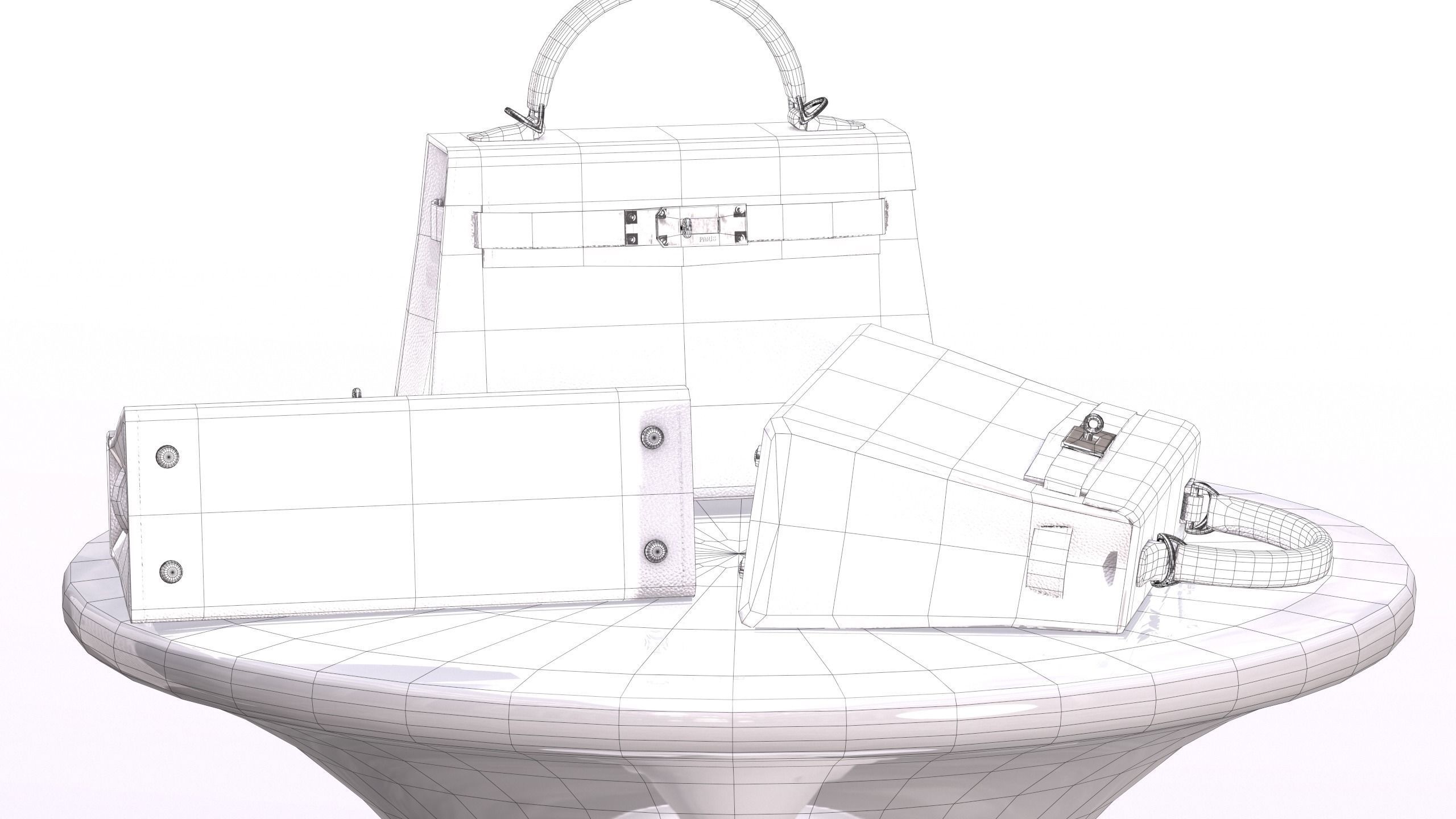 Woman Handbag Low-poly 3D model_4