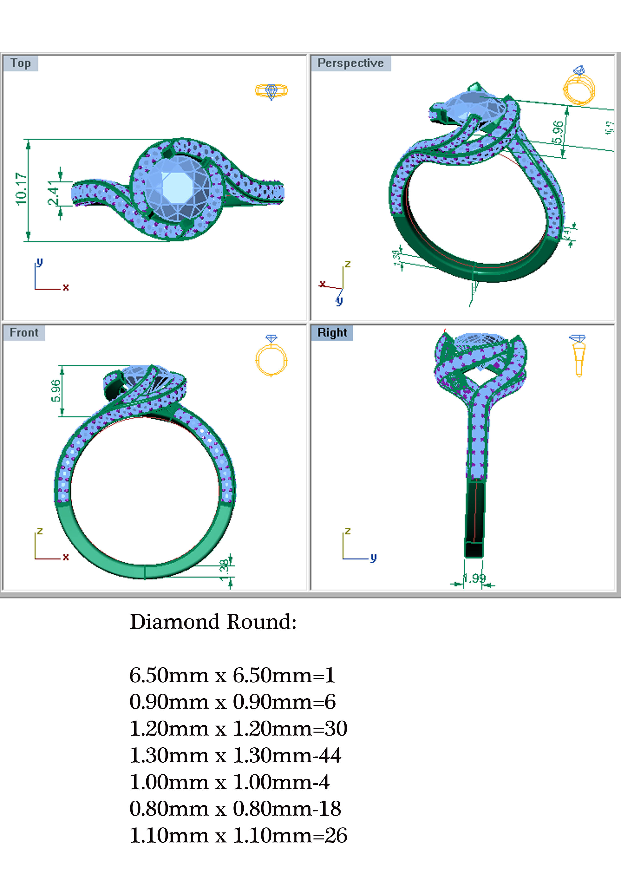 Diamond Ring Creative D00104 3D print model_4