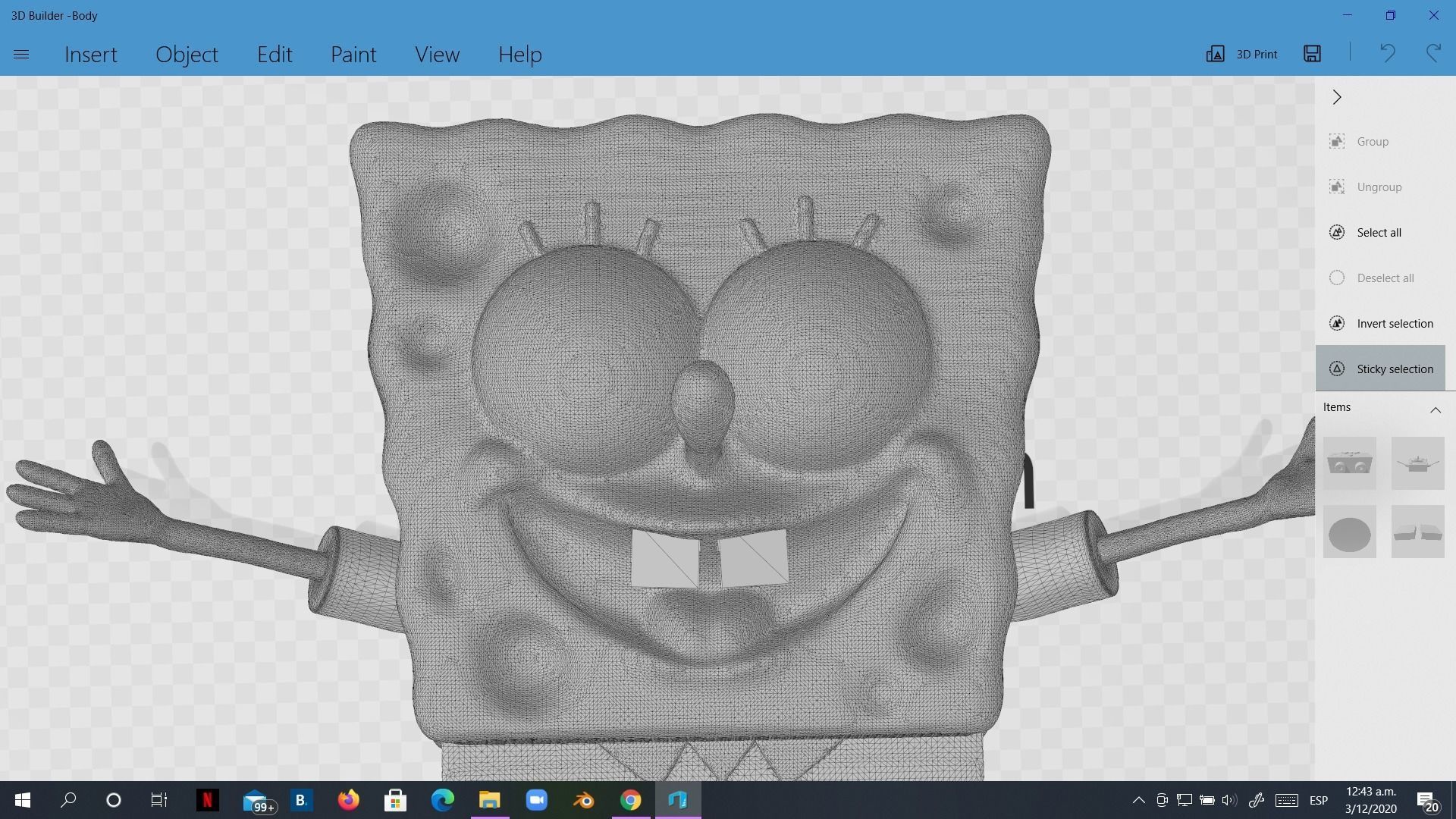 Spongebob Happy sculpture 3D print 3D print model_11
