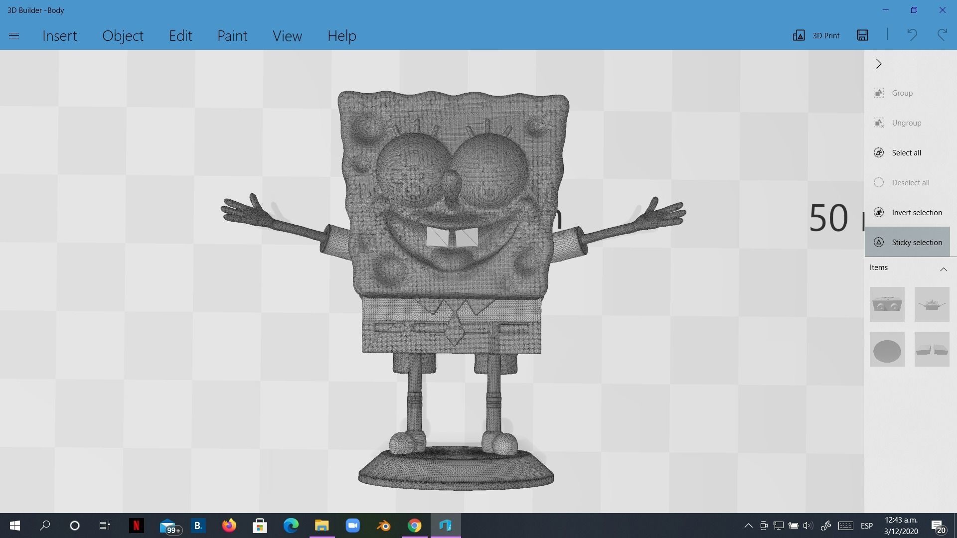 Spongebob Happy sculpture 3D print 3D print model_10