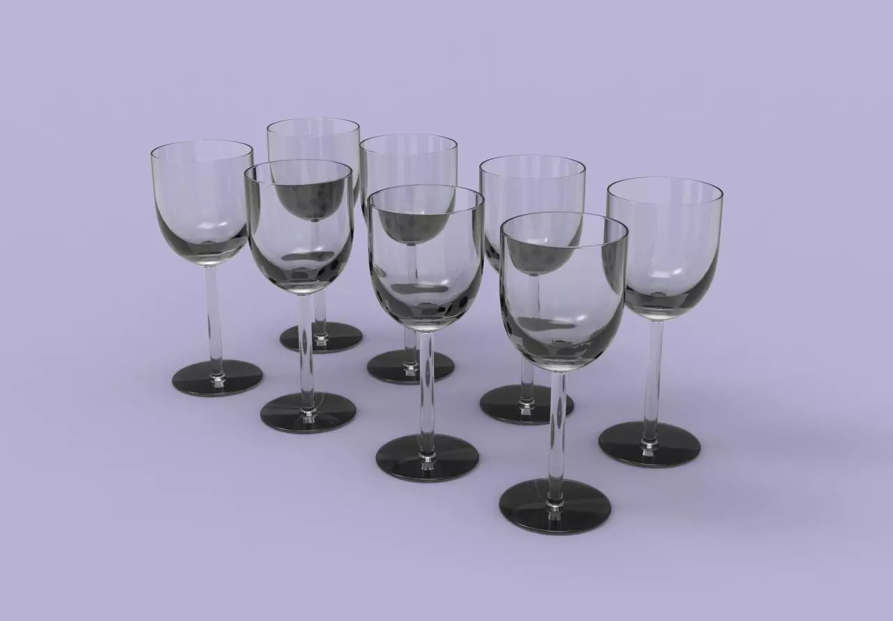 Glass Set 2 of wine glasses 3D model_0