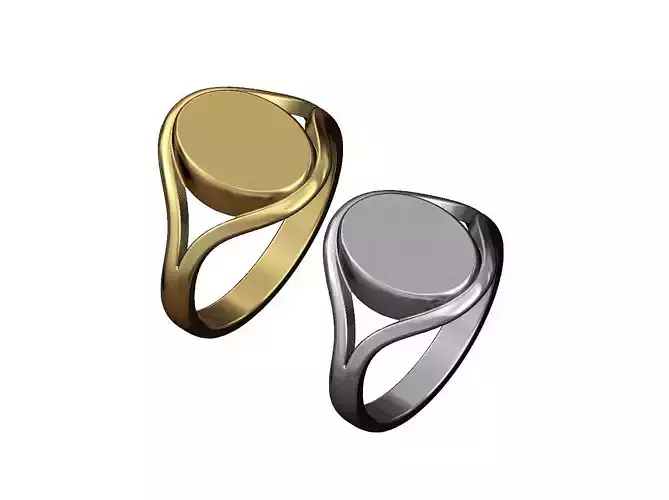 Engravable oval signet ring 