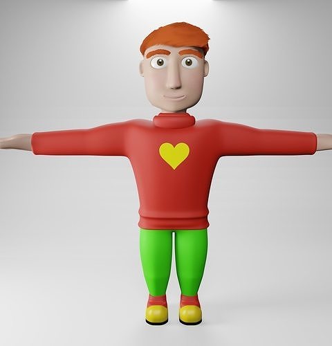Dwarf 3D Model boy sweater and pants Free 3D model