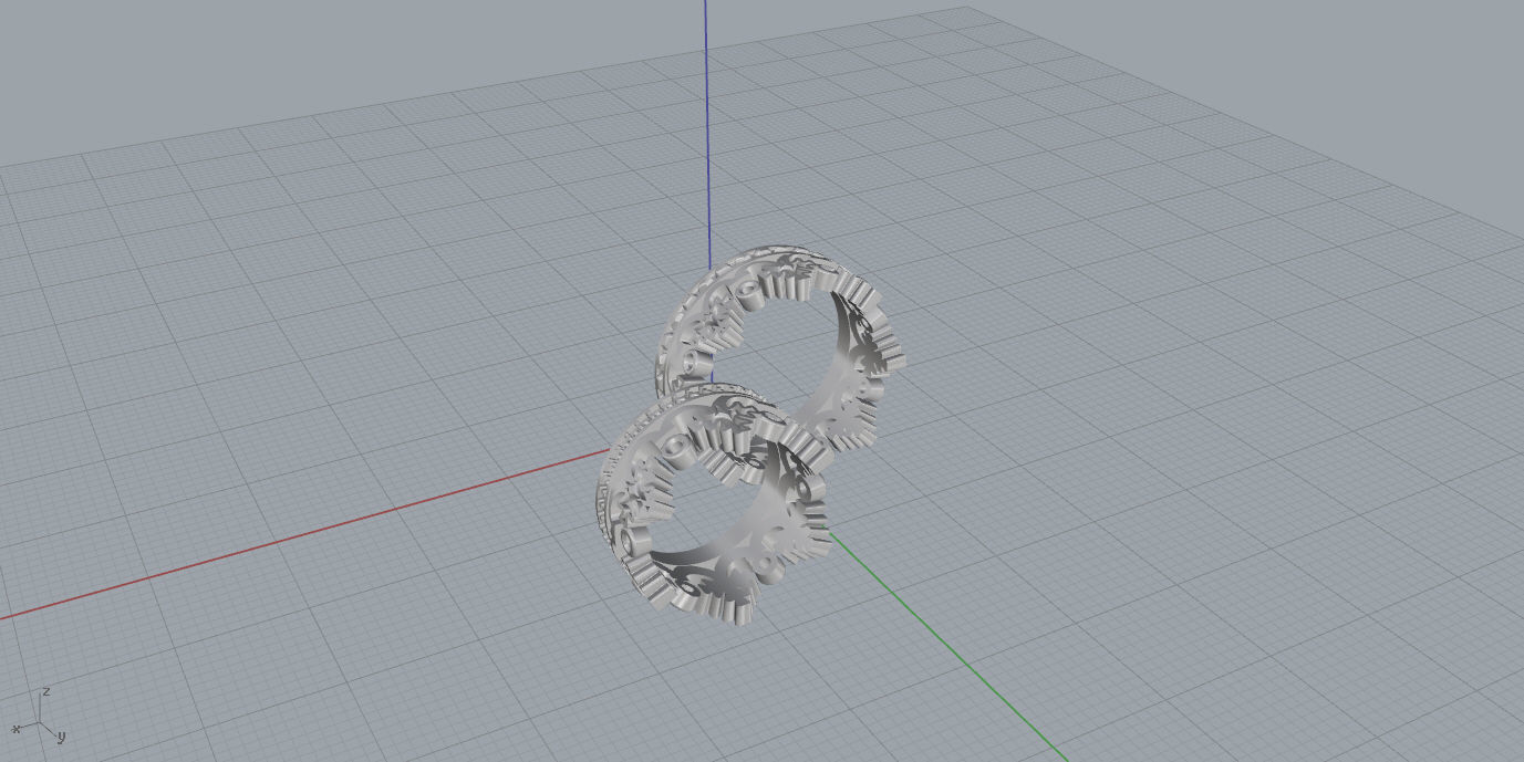 Rings two gold crown 3D print model_15