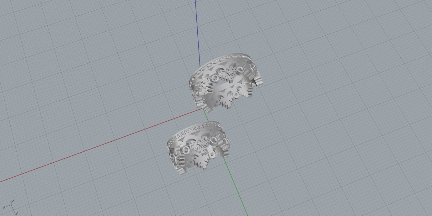 Rings two gold crown 3D print model_14