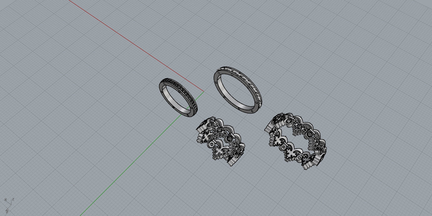 Rings two gold crown 3D print model_17