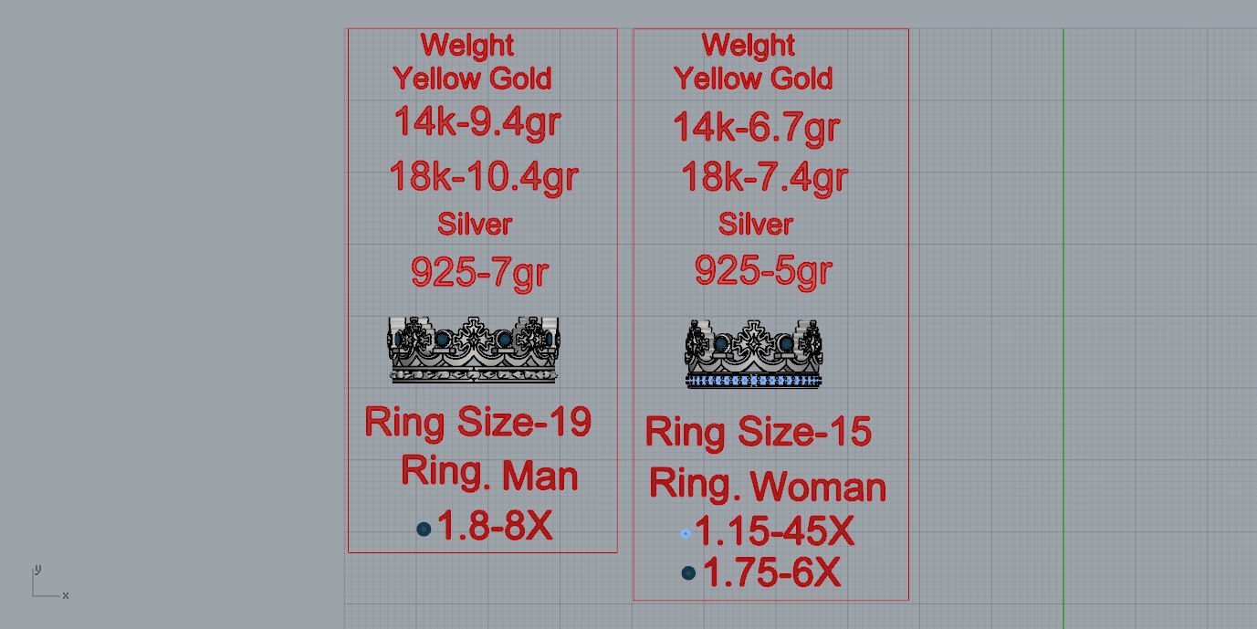 Rings two gold crown 3D print model_11