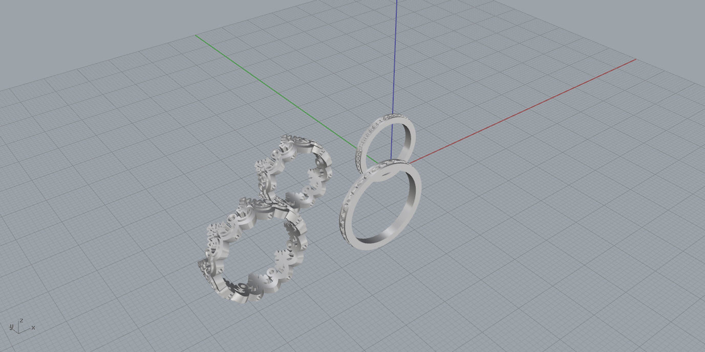 Rings two gold crown 3D print model_19