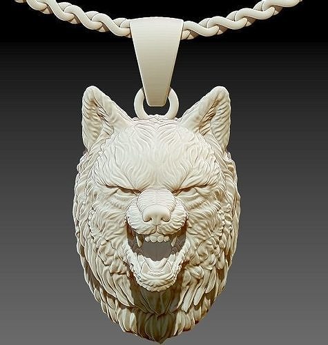 angry wolf pendant 3D print model